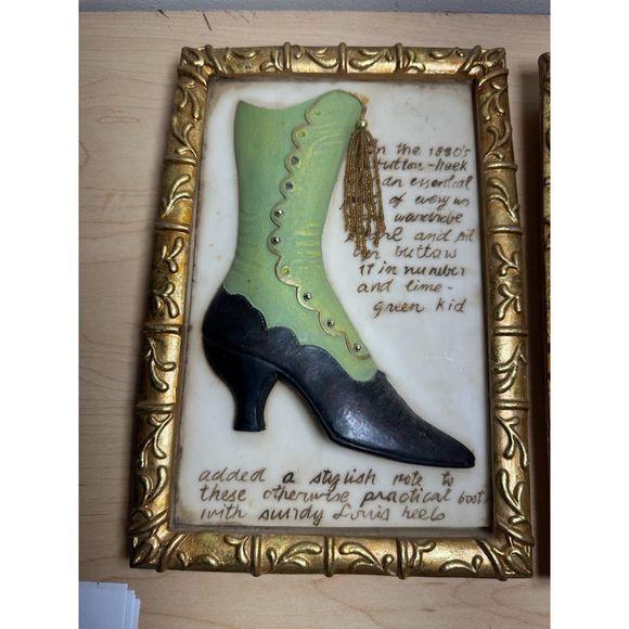 Vintage Victorian Framed Relief Porcelain Bisque Plaque Wall Decor Set (2) - Picture 8 of 11